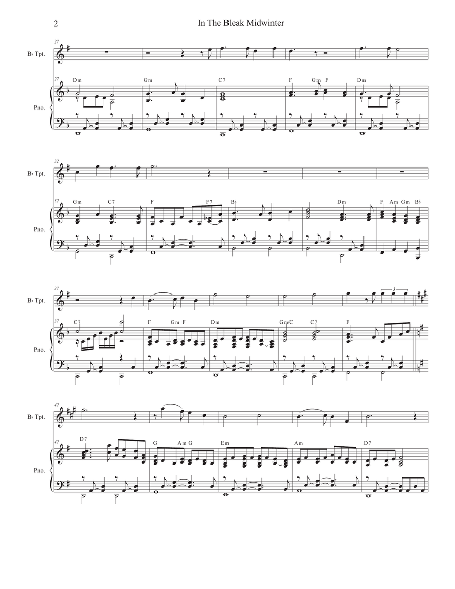 In The Bleak Midwinter (Bb-Trumpet solo and Piano) Trumpet Solo scores gallery preview page 2