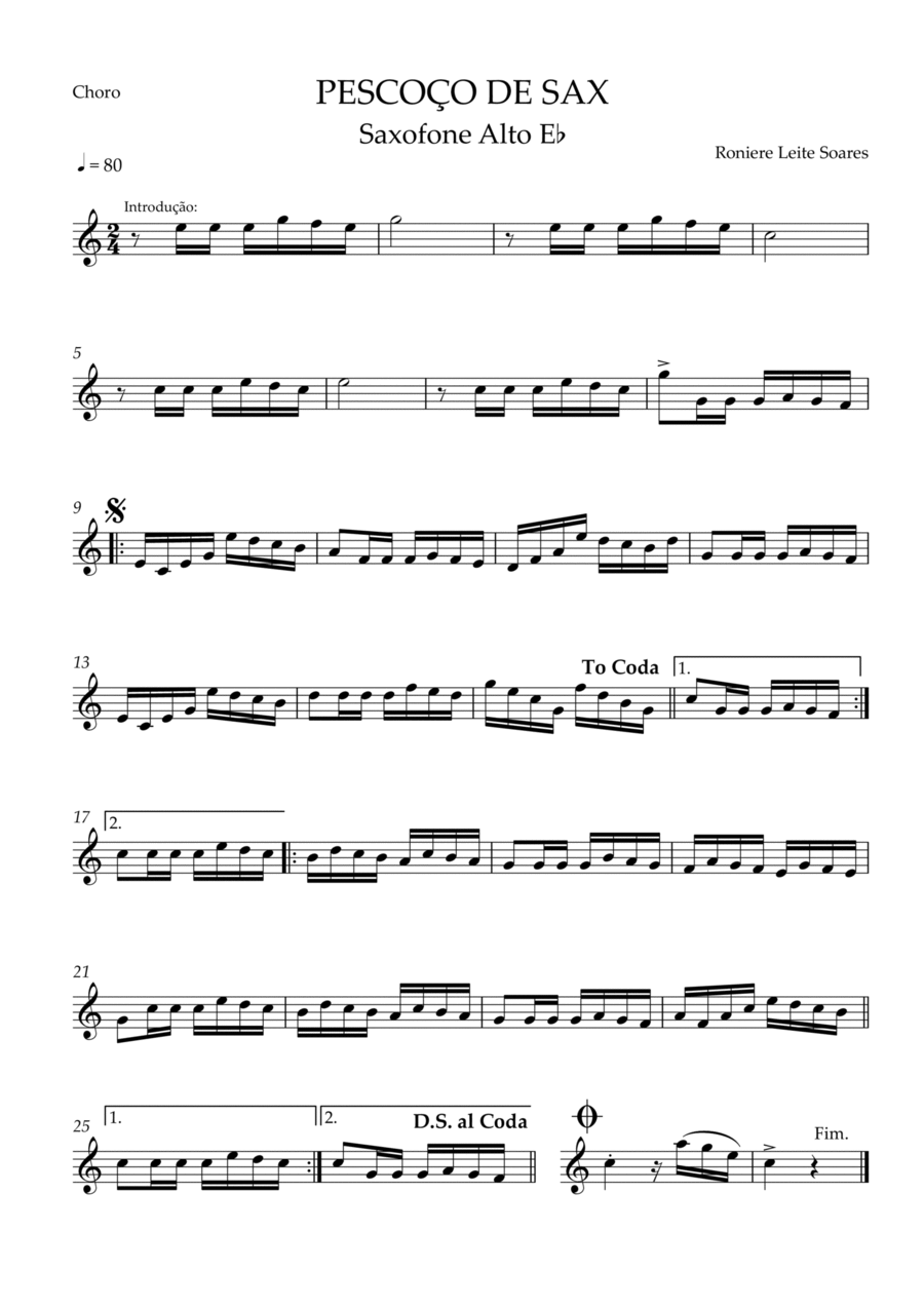 Pescoço de Sax Alto Saxophone scores gallery preview page 1