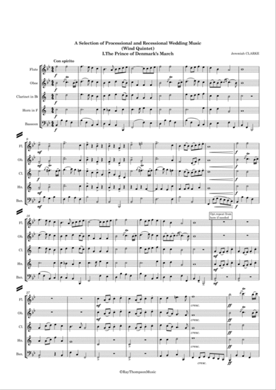 A Selection of Wedding Processional and Recessional Music - Wind Quintet Woodwind Quintet scores gallery preview page 3