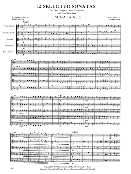 12 Selected Sonatas For 2 Trumpets In C, 2 Tenor Trombones & Bass Trombone - Volume II Sonatas 5-8