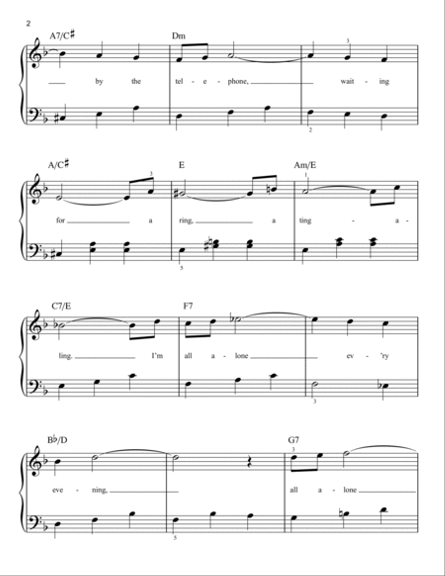 All Alone All Alone Easy Piano scores gallery preview page 2