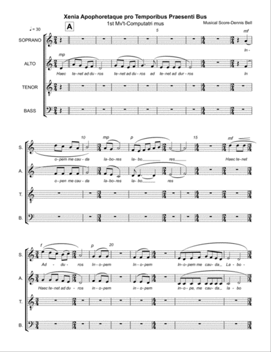 Xenia Apophoretaque pro Temporibus Praesenti Bus 4-Part scores gallery preview page 2