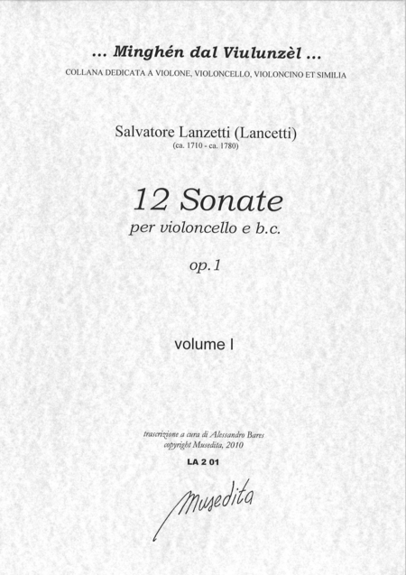 12 Cello Sonatas op. 1 (Paris, senza anno)