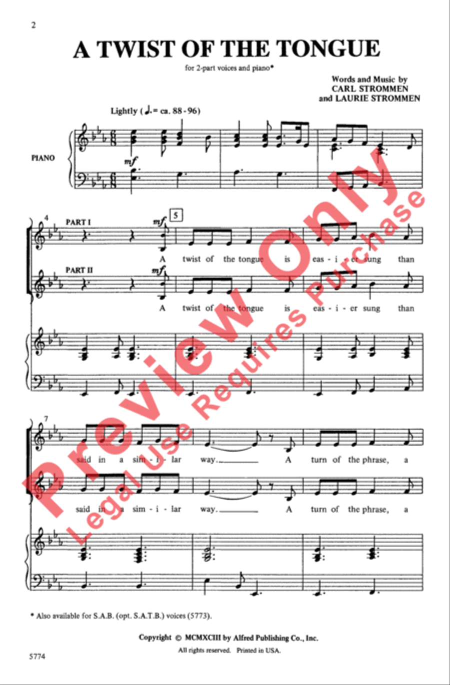 A Twist of the Tongue 2-Part scores gallery preview page 2