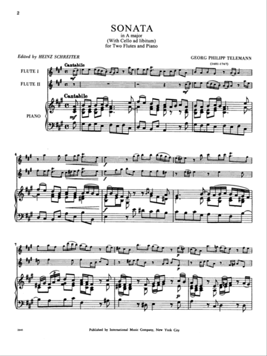 Sonata In A Major Sonata In A Major Flute Duet scores gallery preview page 2