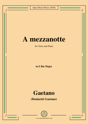 Donizetti-A mezzanotte,in E flat Major,for Voice and Piano