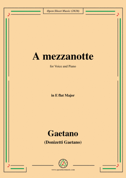 Donizetti-A mezzanotte,in E flat Major,for Voice and Piano image number null