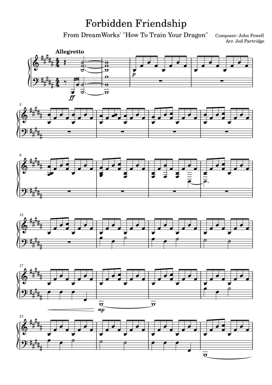 Forbidden Friendship Piano Solo scores gallery preview page 1