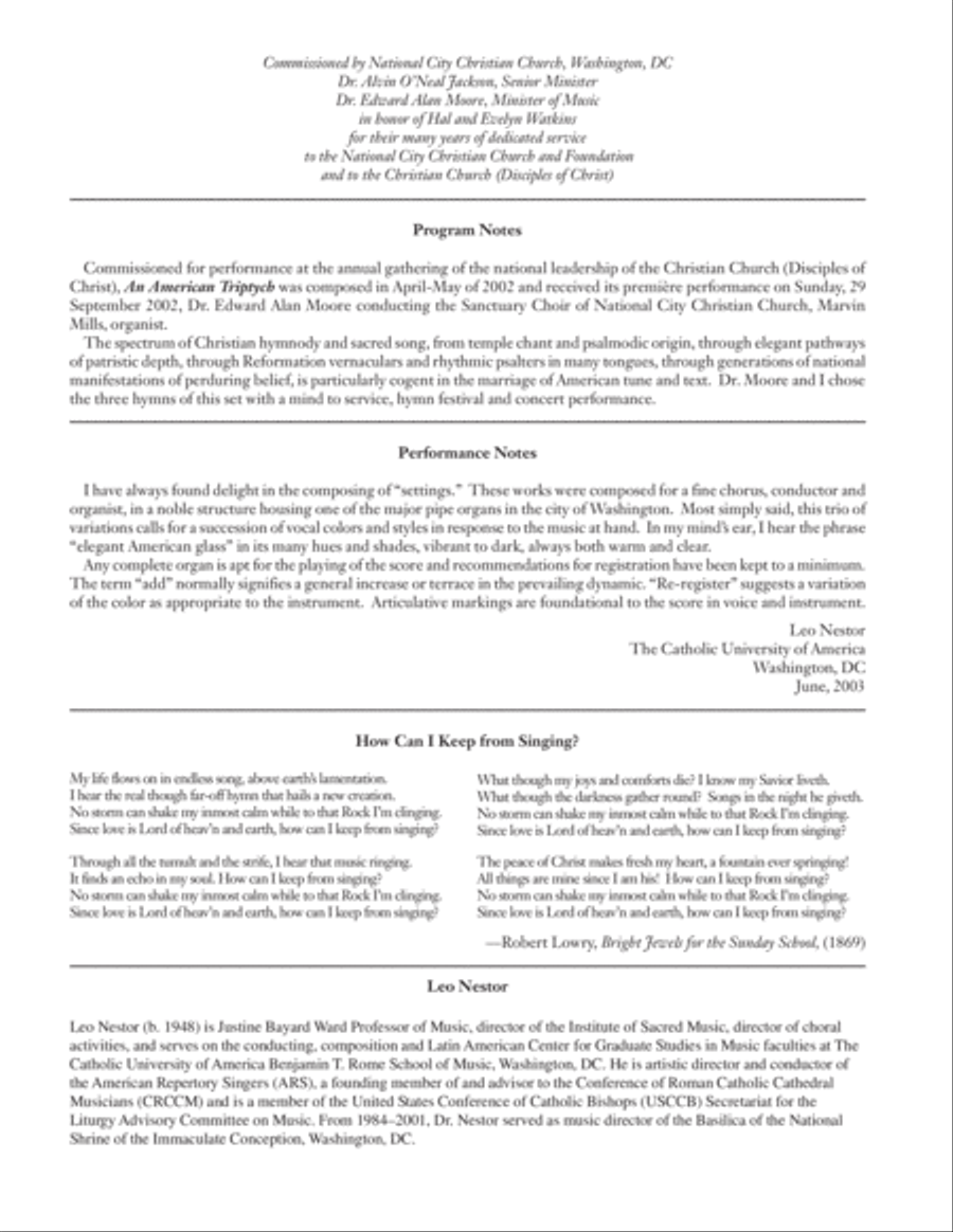 An American Triptych: 2. How Can I Keep from Singing? 4-Part scores gallery preview page 2