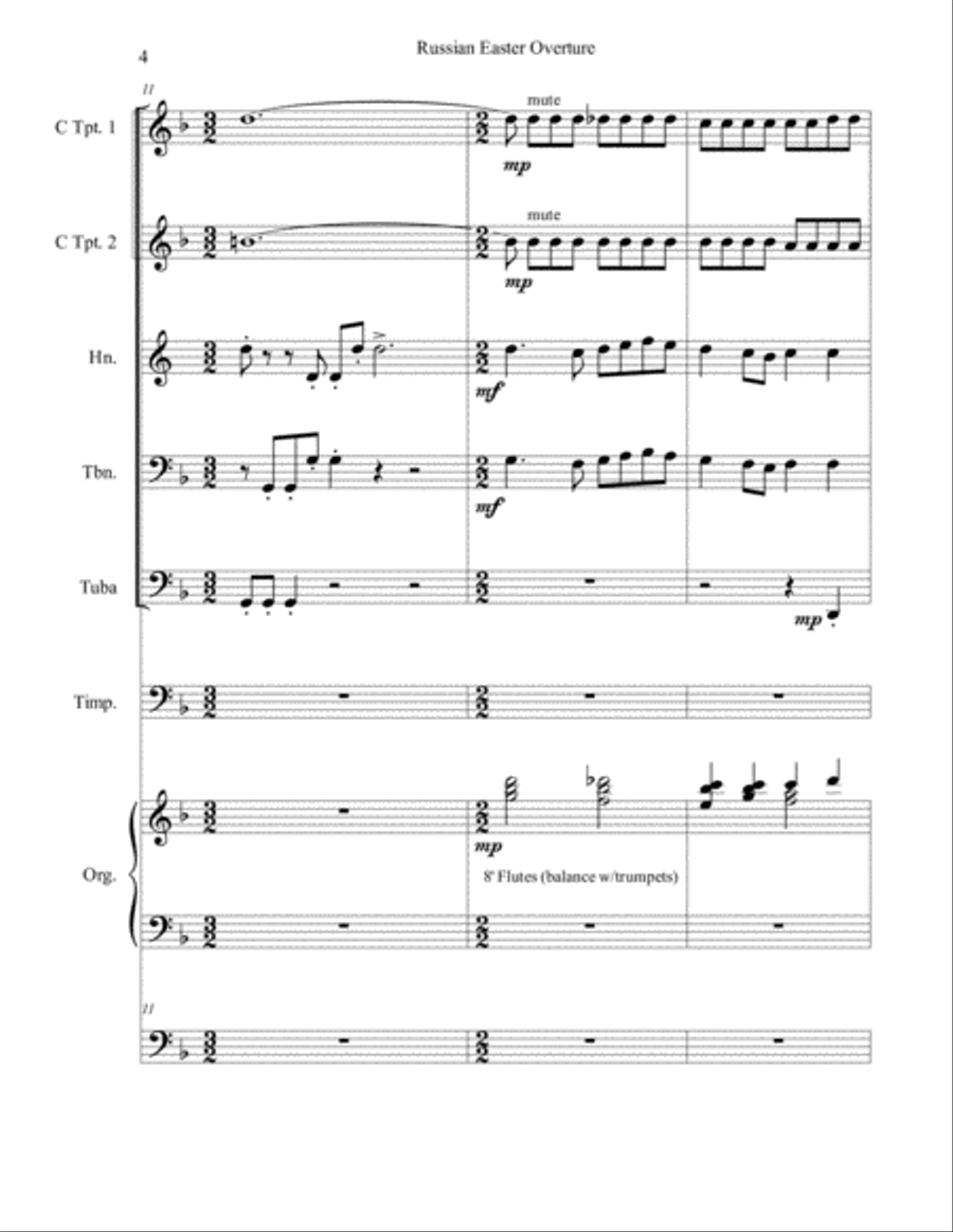 Russian Easter Overture (Brass Quintet, Tympani and Organ) Small Ensemble scores gallery preview page 5