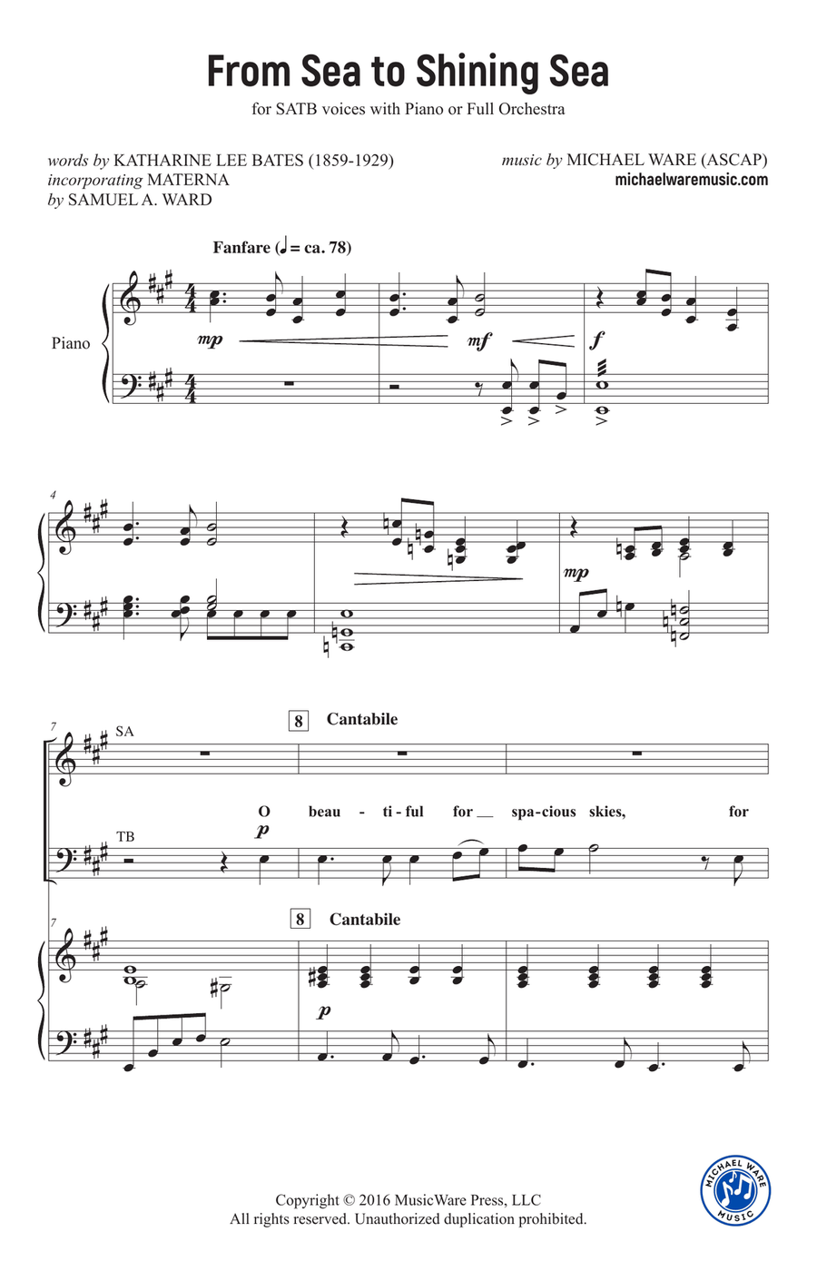 From Sea to Shining Sea (SATB) 4-Part scores gallery preview page 2
