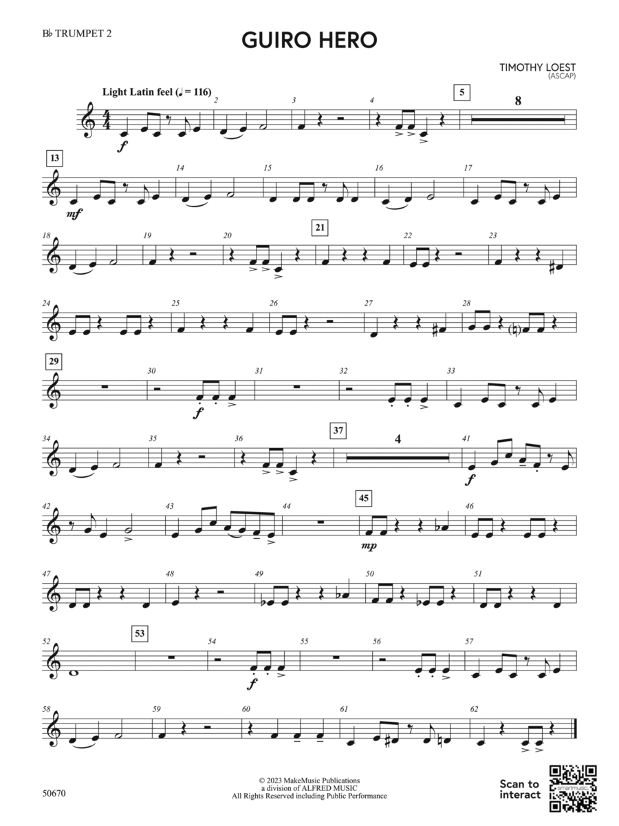 Guiro Hero: 2nd B-flat Trumpet Concert Band scores gallery preview page 1