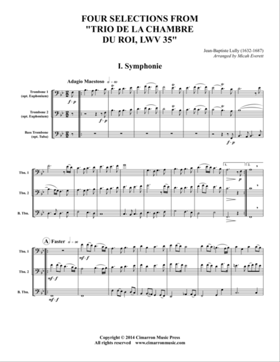 Four Selections from Trio de la Chambre du Roi Euphonium scores gallery preview page 1