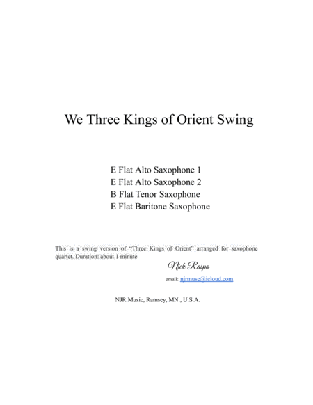 We Three Kings of Orient Swing (sax quartet - AATB) Full Set image number null