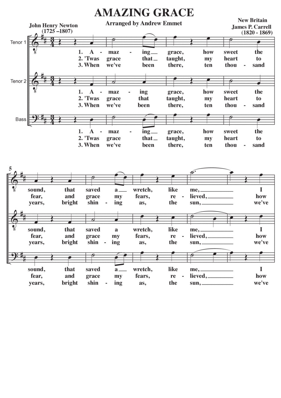 Amazing Grace A Cappella TTB Amazing Grace A Cappella TTB TTB scores gallery preview page 1
