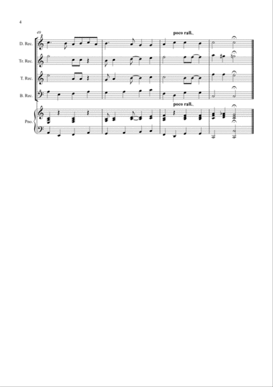 Ding Dong Merrily on High (Jazzy Style!) for Recorder Quartet Recorder scores gallery preview page 4