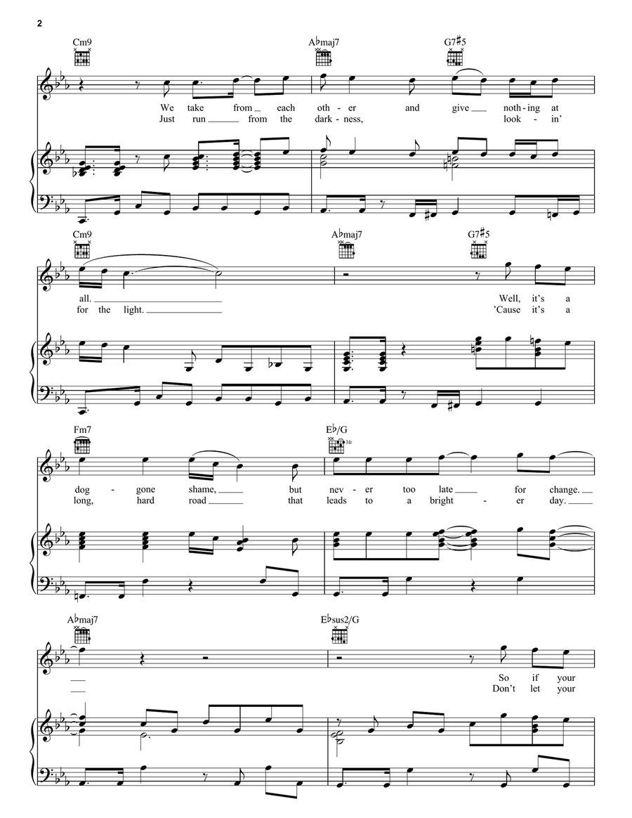 Yah Mo B There Piano, Vocal, Guitar scores gallery preview page 2