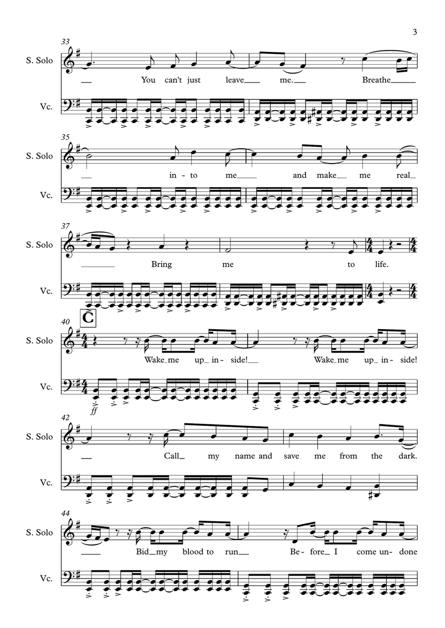 Bring Me To Life Bring Me To Life Voice scores gallery preview page 3