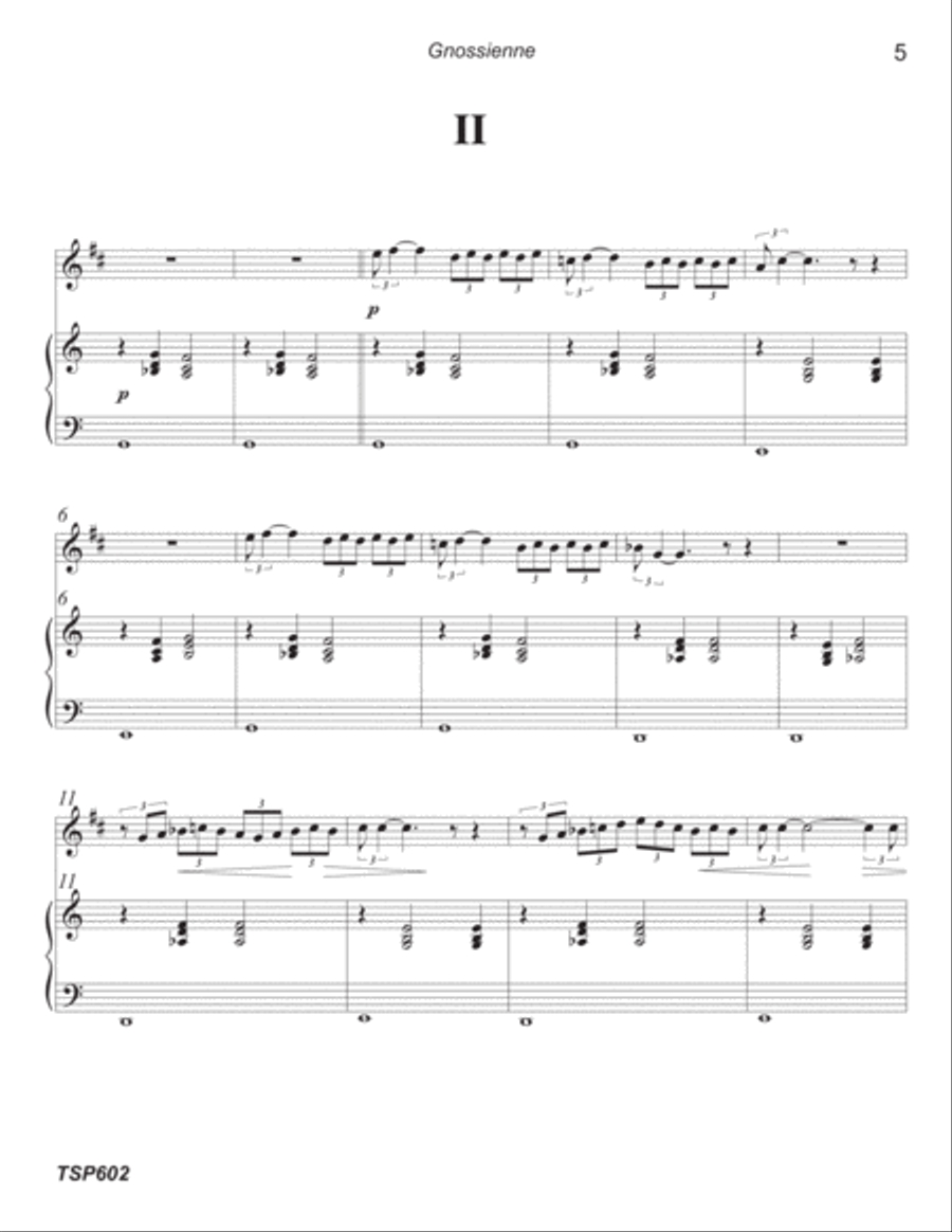GNOSSIENNE - TRUMPET SOLO with PIANO ACCOMPANIMENT based on 3 Erik Satie Piano Solos. Trumpet Solo scores gallery preview page 5