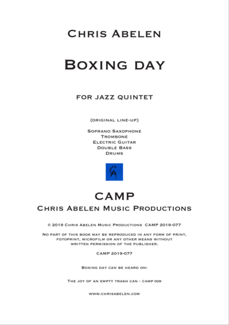 Boxing day Jazz Ensemble scores gallery preview page 1