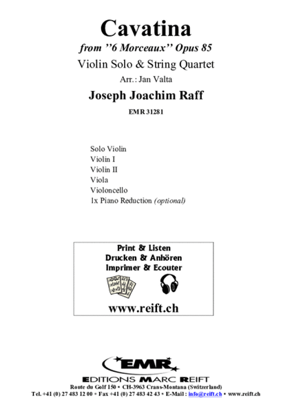 Cavatina by Joseph Joachim Raff Cello - Sheet Music