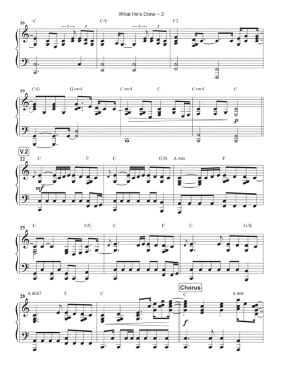 What He's Done Piano Solo scores gallery preview page 3