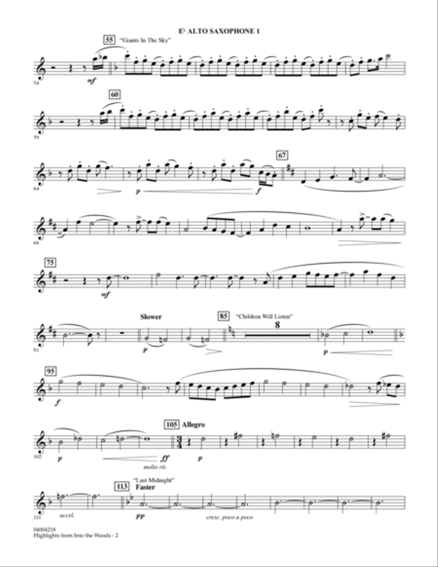 Highlights From Into The Woods - Eb Alto Saxophone 1 Alto Saxophone scores gallery preview page 2