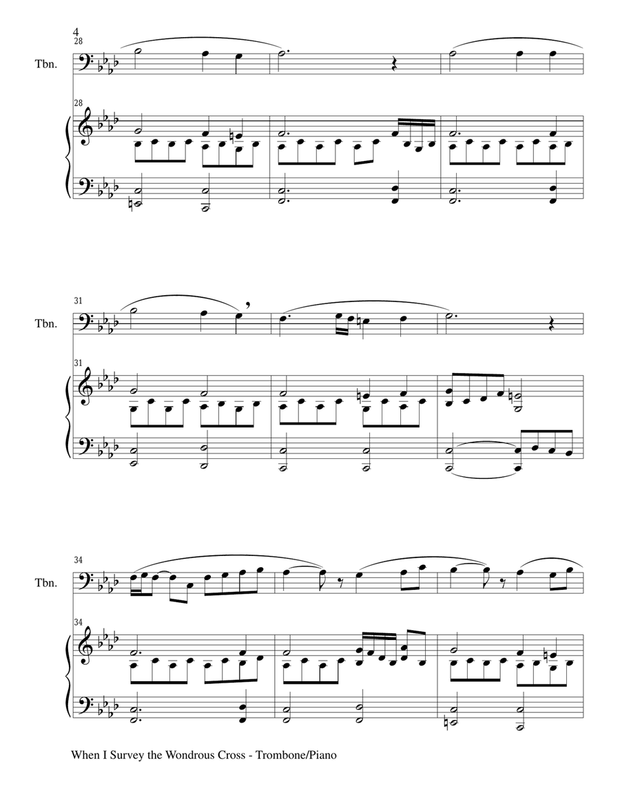 Gary Lanier: 3 HYMNS of THE CROSS (Duets for Trombone & Piano) Trombone Duet scores gallery preview page 6
