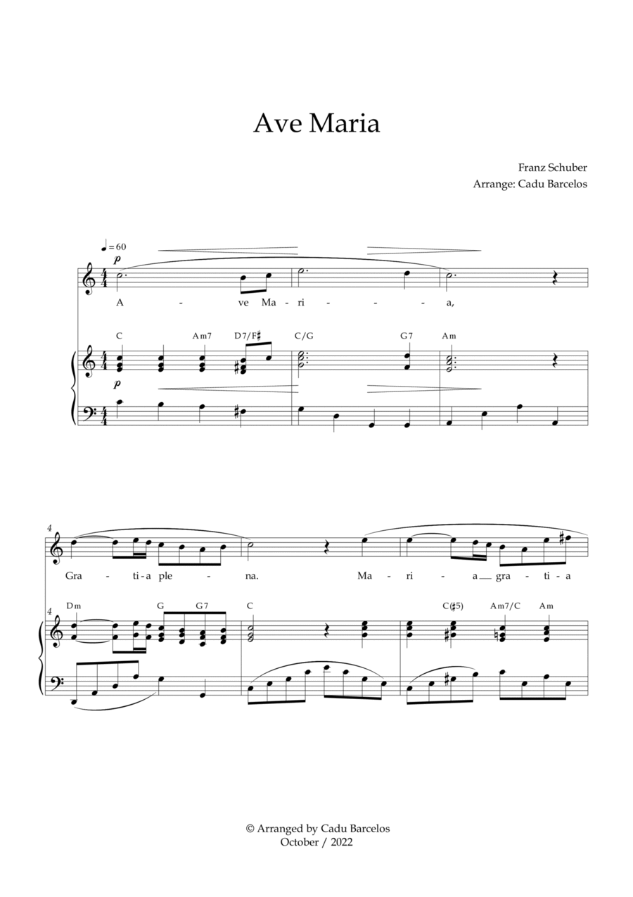Ave Maria - Schubert C Major Chords Voice scores gallery preview page 1