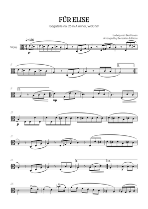 Beethoven • Für Elise / Pour Elise • viola sheet music