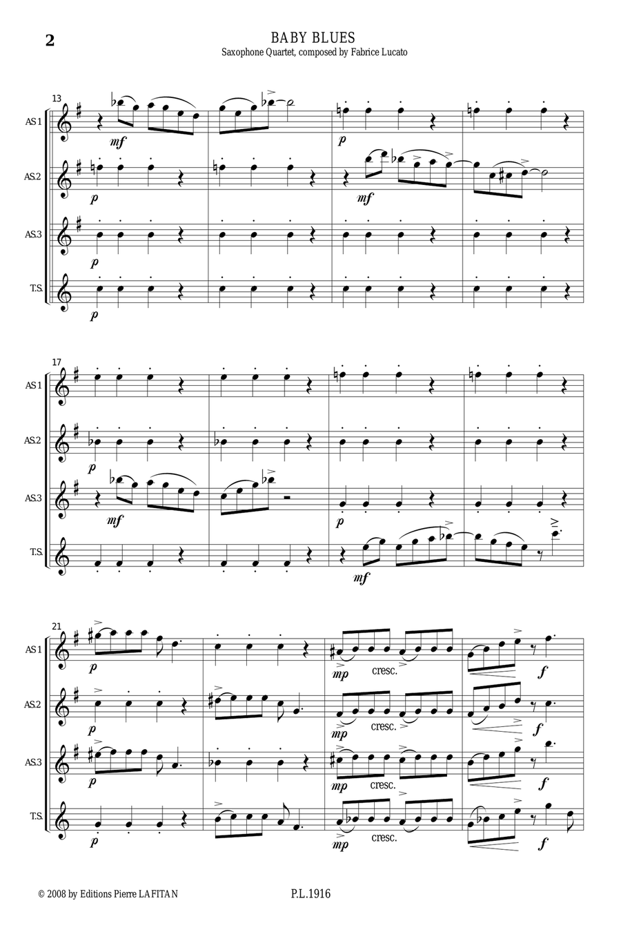 BABY BLUES Saxophone Quartet scores gallery preview page 3