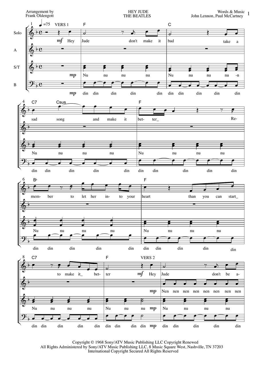 Hey Jude 4-Part scores gallery preview page 1