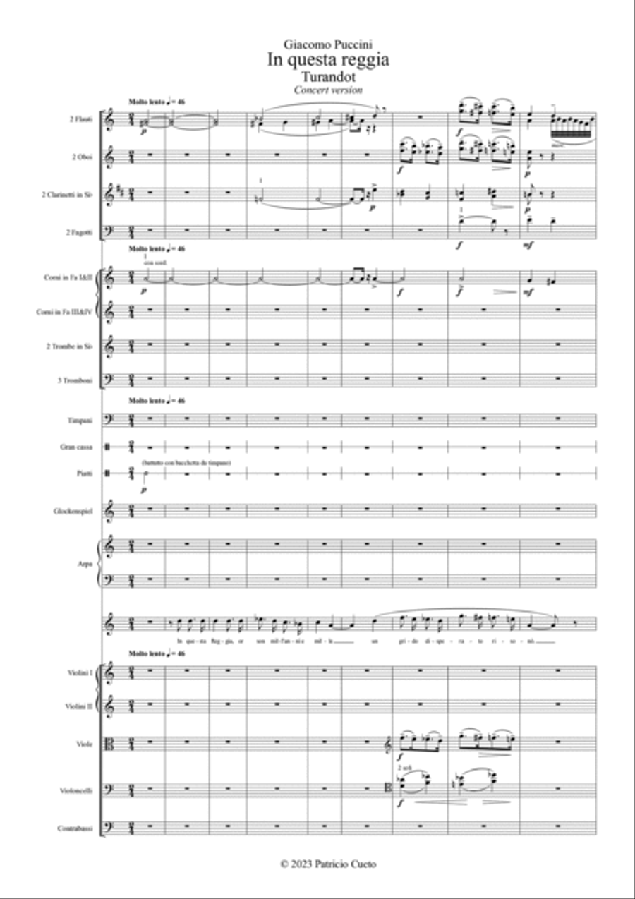 In questa reggia - Concert version with a reduced orchestration. Full Orchestra scores gallery preview page 3