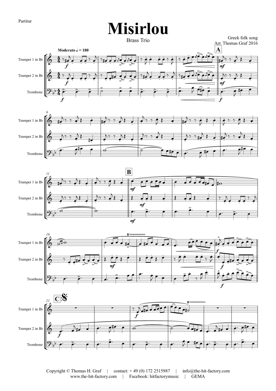 Misirlou - Pulp Fiction - Brass Trio - Gm Brass Trio scores gallery preview page 1