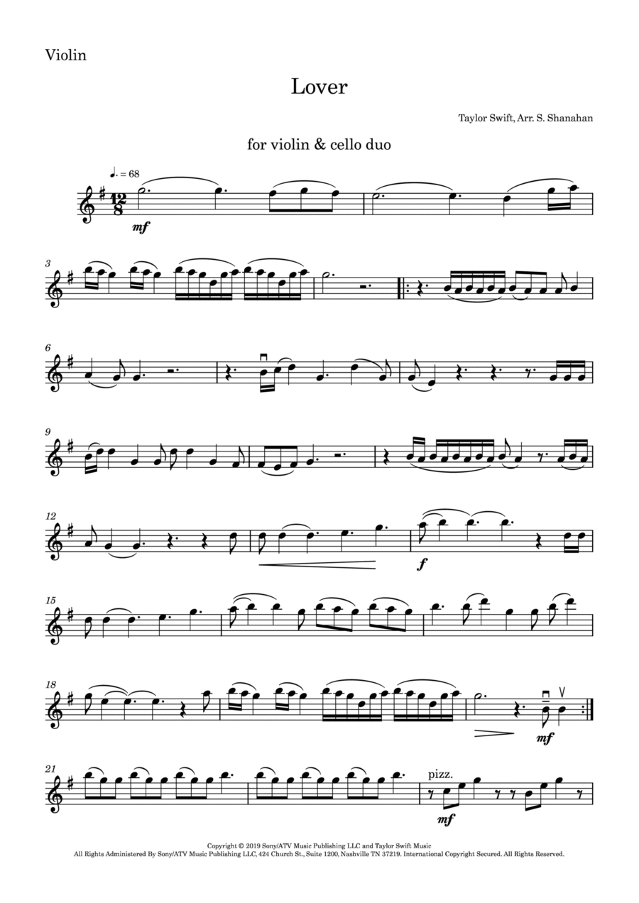 Lover String Duet scores gallery preview page 1