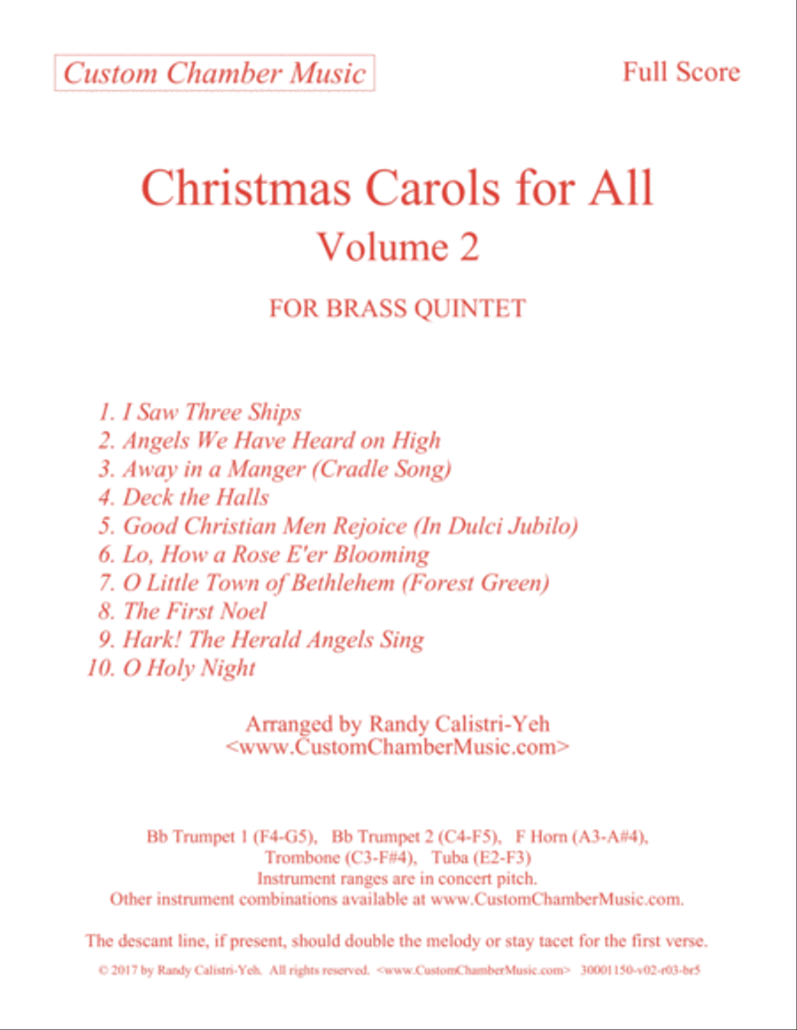 Christmas Carols for All, Volume 2 (for Brass Quintet) Brass Quintet scores gallery preview page 3