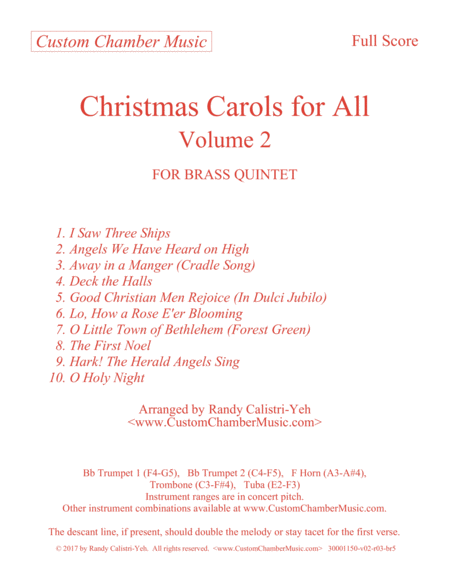 Christmas Carols for All, Volume 2 (for Brass Quintet)