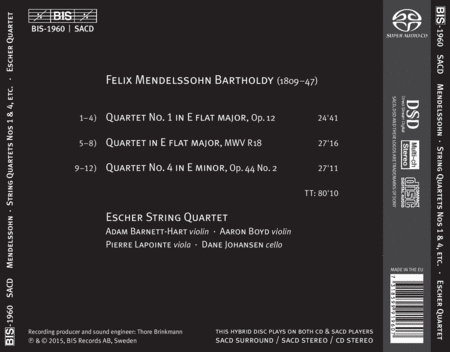 Mendelssohn: String Quartets Nos. 1 & 4