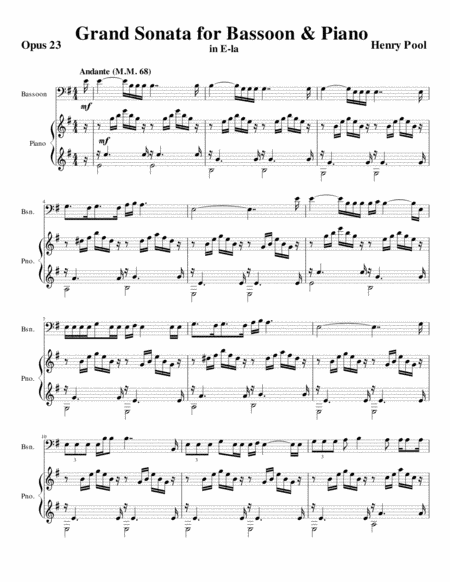 Opus 23, Grand Sonata for Bassoon & Piano in E-la image number null