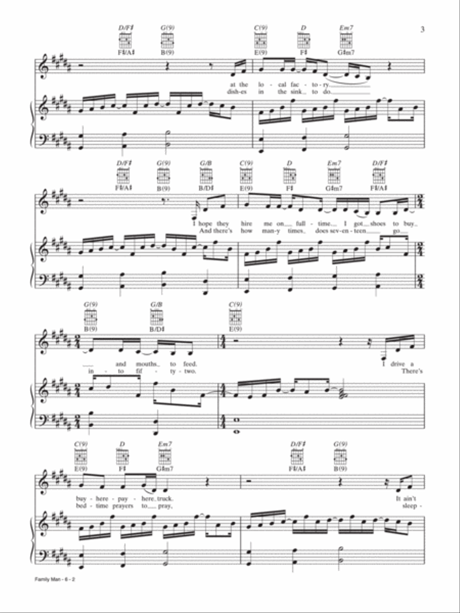 Family Man Piano, Vocal, Guitar scores gallery preview page 2