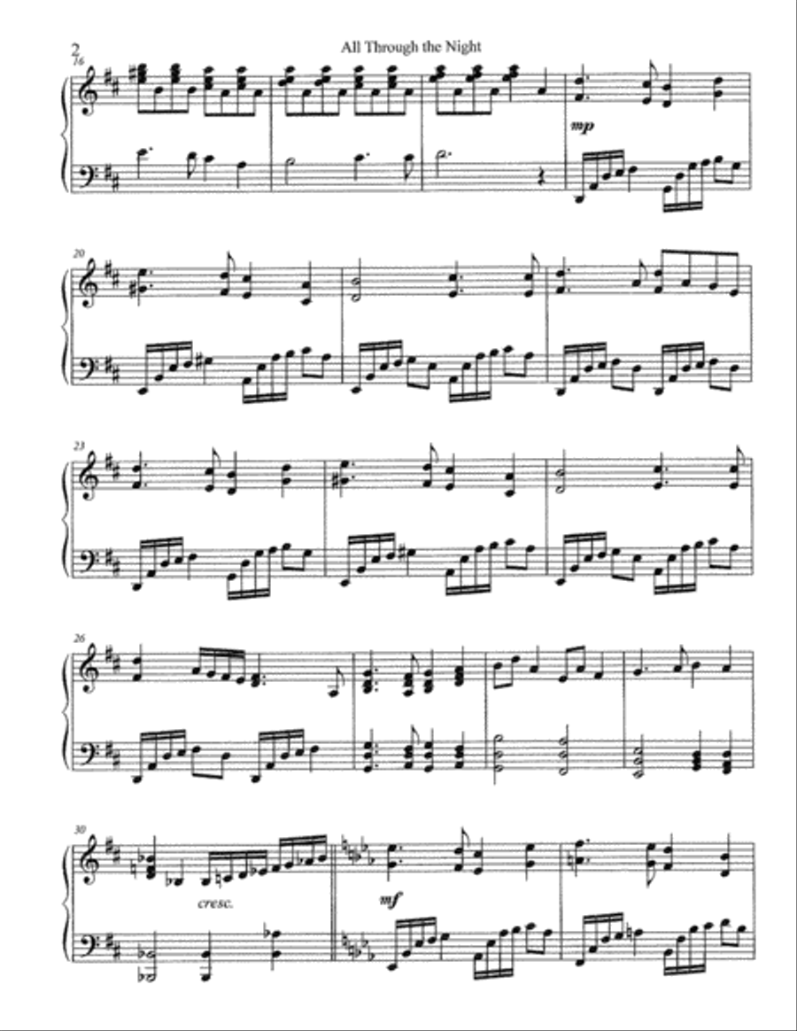 All Through the Night Piano Solo scores gallery preview page 2