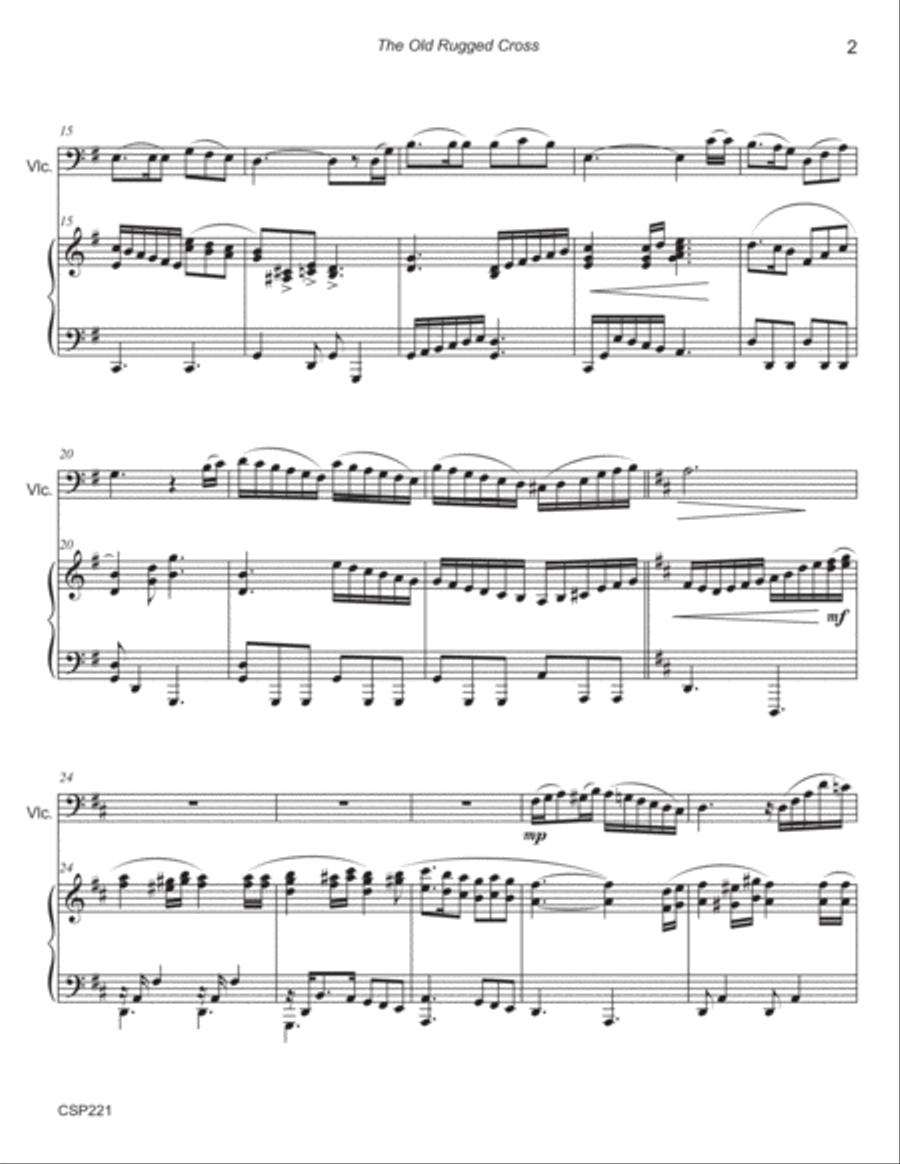 THE OLD RUGGED CROSS - Cello Solo with Piano Accompaniment Piano scores gallery preview page 2