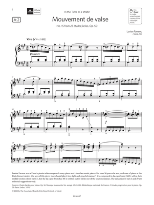 Book cover for Mouvement de valse (Grade 4, list A2, from the ABRSM Piano Syllabus 2023 & 2024)