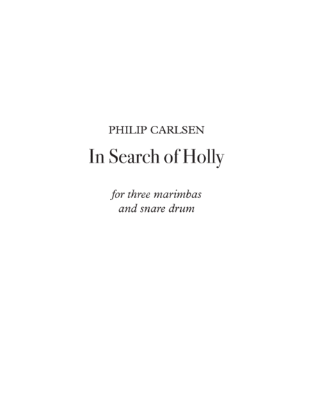 [Carlsen] In Search of Holly
