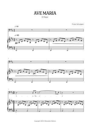 Schubert Ave Maria in D major • baritone voice sheet music with easy piano accompaniment