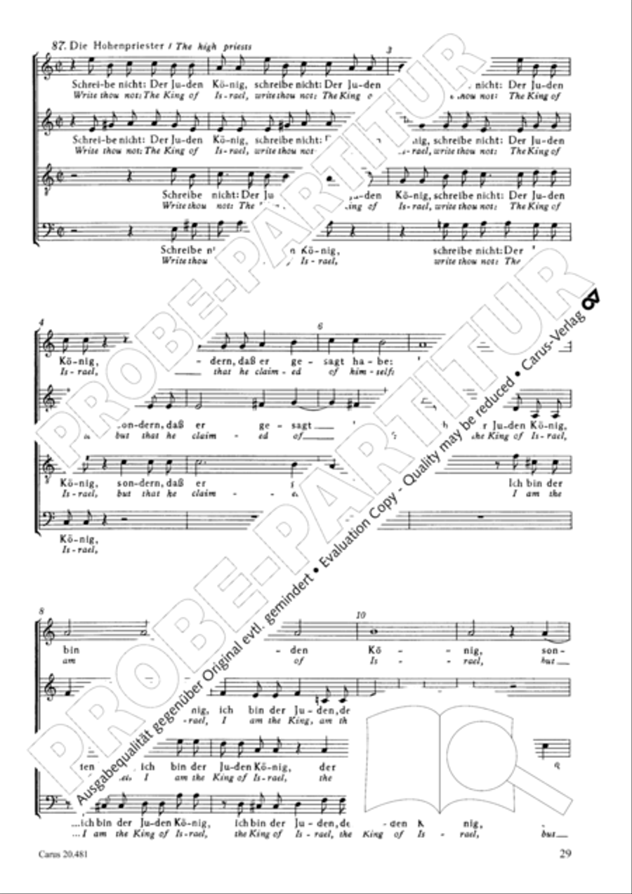 St. John Passion / The Passion of our Lord and Saviour Jesus Christ 4-Part scores gallery preview page 30