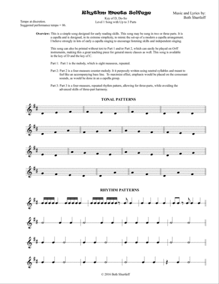 Rhythm Meets Solfege 2 or 3 Part Choir SSA scores gallery preview page 1