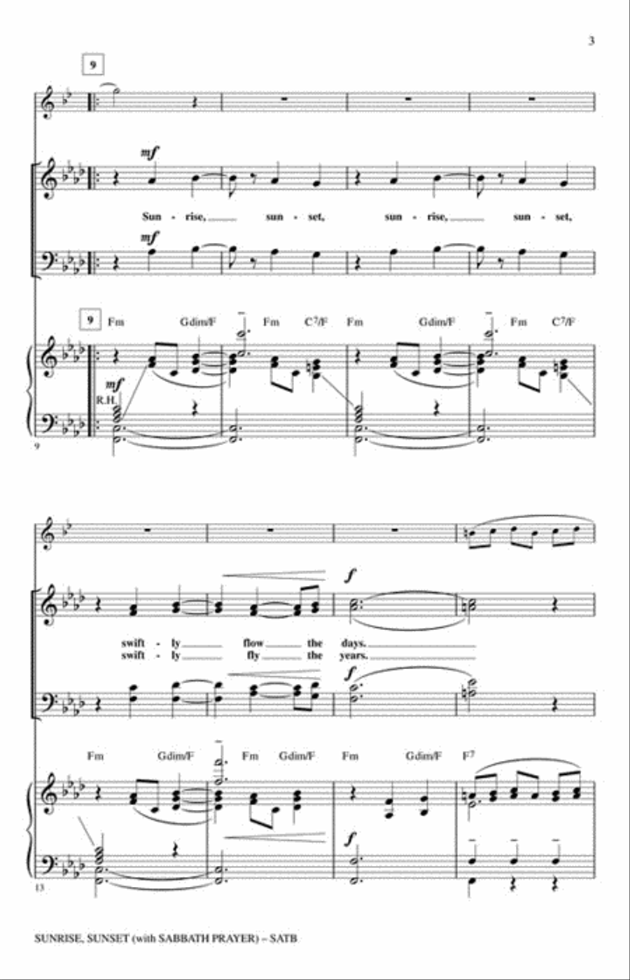Sunrise, Sunset (with “Sabbath Prayer”) 4-Part scores gallery preview page 3