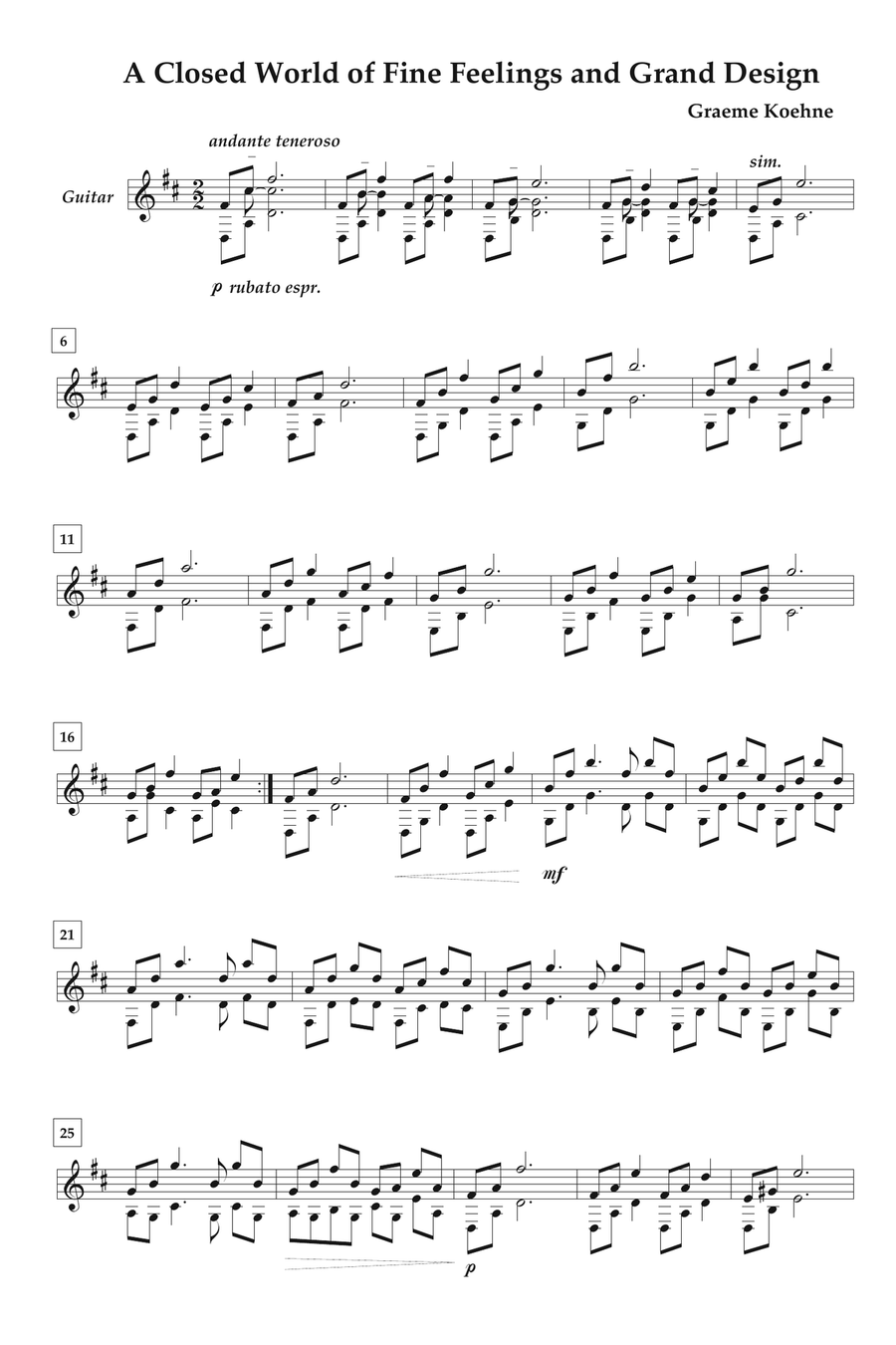 A Closed World Of Fine Feelings And Grand Design Acoustic Guitar scores gallery preview page 1