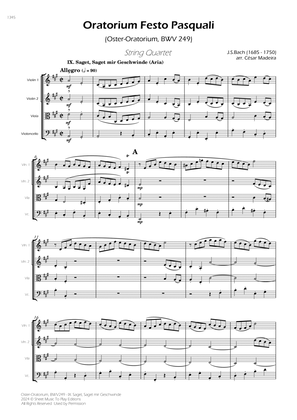 Saget, Saget mir Geschwinde, BWV 249 - String Quartet (Full Score) - Score Only